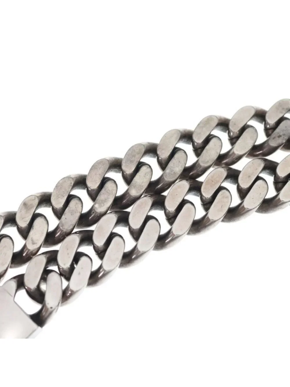 Saint Laurent Paris Metal Curb Chain Necklace Curve Choker Silver
